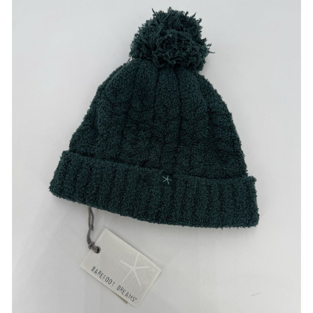 Barefoot Dreams Cozy Chic Pom Pom Beanie in Dark Emerald NWT $55 Soft Plush Cozy